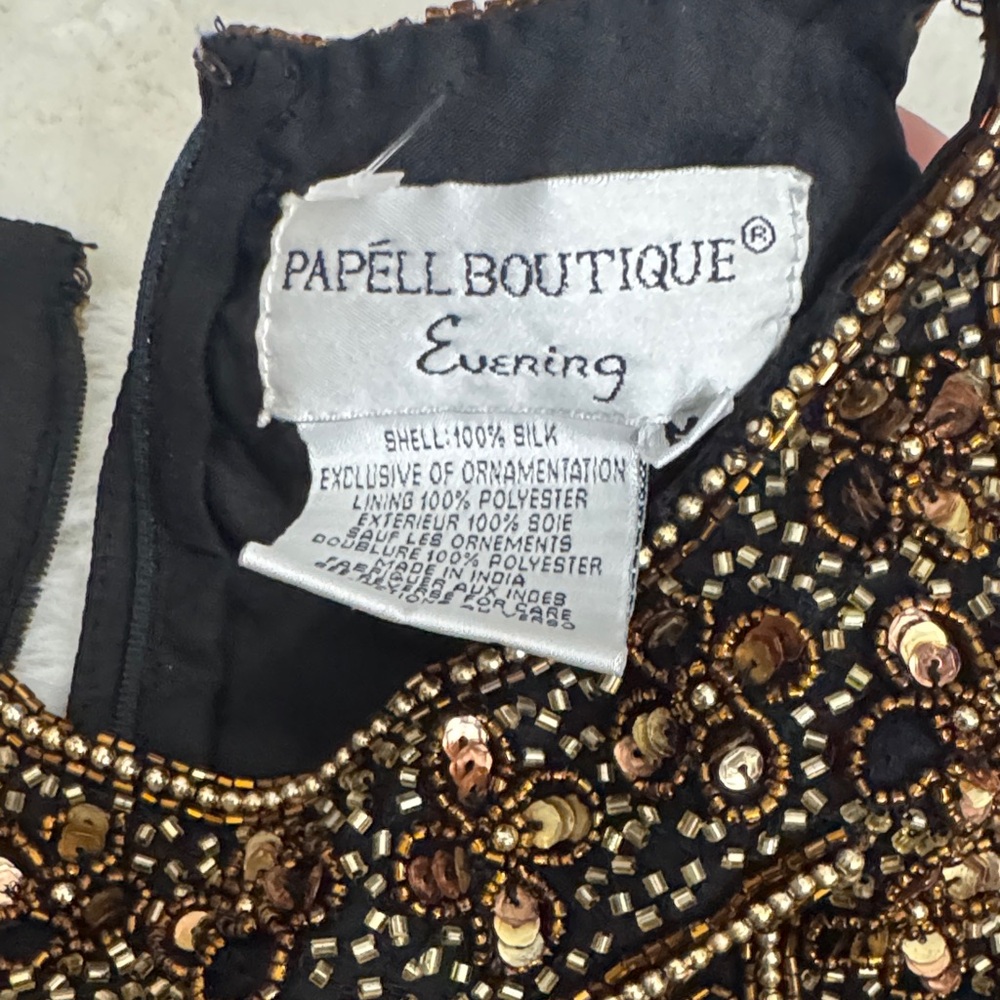 Papell Boutique Black and Gold Beaded Blouse - Picture 2 of 5